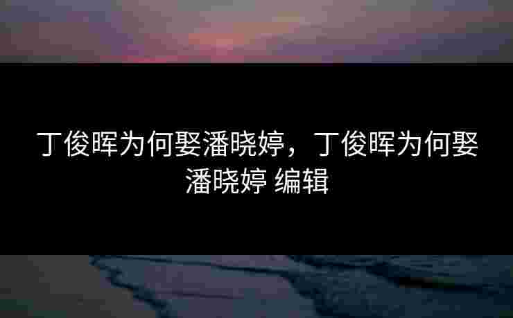 丁俊晖为何娶潘晓婷，丁俊晖为何娶潘晓婷 编辑